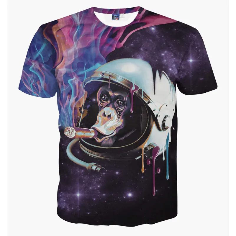

WduwFm Fashion Mens T Shirts Summer 3D T-shirt Men Spaceman Print Monkey Tshirt Cotton O-Neck Short Sleeve Camisetas Hombre