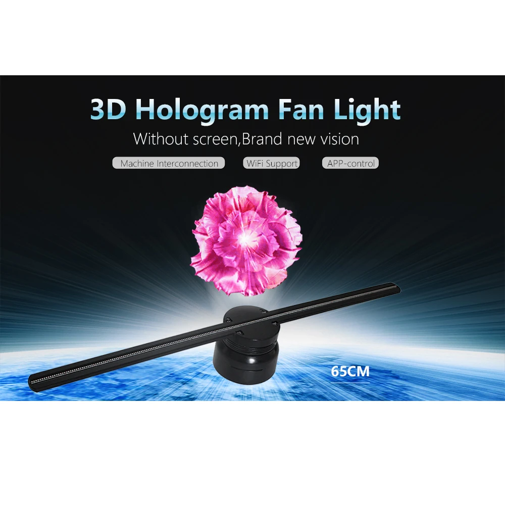 60CM Hologram Advertising Display With WiFi control Remote3D LED Fan Holographic Imaging Naked Eye commercial Holiday Decoration