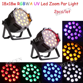 

2pcs 18X18W RGBWA UV 6in1 Led Zoom Par Light effect dj dmx lighting 10-60 degree power in and out