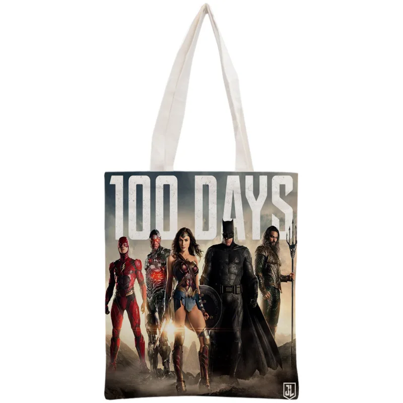 

Custom Justice League Tote Bag Reusable Handbag Women Shoulder Foldable Canvas Shopping Bags Customize your image