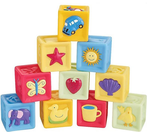 

10pcs plastic kidsRattle Blocks Learning Educational baby Toys Infant Mix Match building toys baby first stacking up blocks
