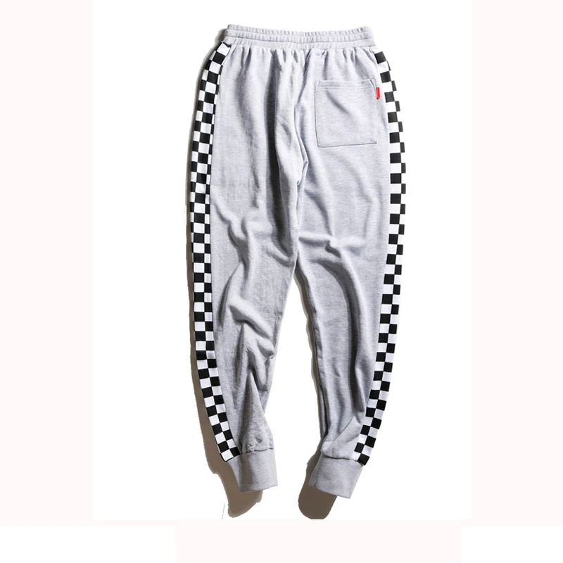 Bebovizi Brand Streetwear Fashion Hip Hop Gray Black Track Pants Checkerboard Women Men Joggers Pants Skateboard Sweatpants baggy sweatpants