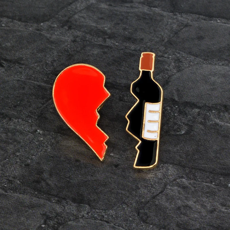 

1 set heart wine Series Badges on A Pin Badges for Clothes Free Shipping Badge for Backpack metal Badges