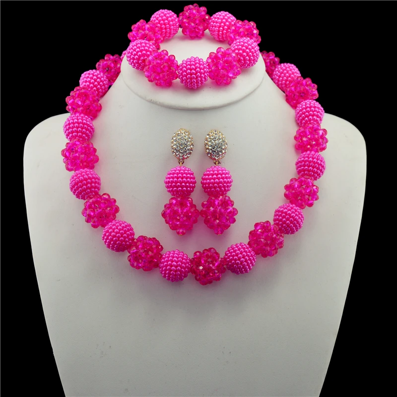 

Nigerian Wedding African Beads Jewelry Set Indian Bridal Necklace Set 2017 Hot Crystal Beads Jewelry Set Free Shipping AJS158