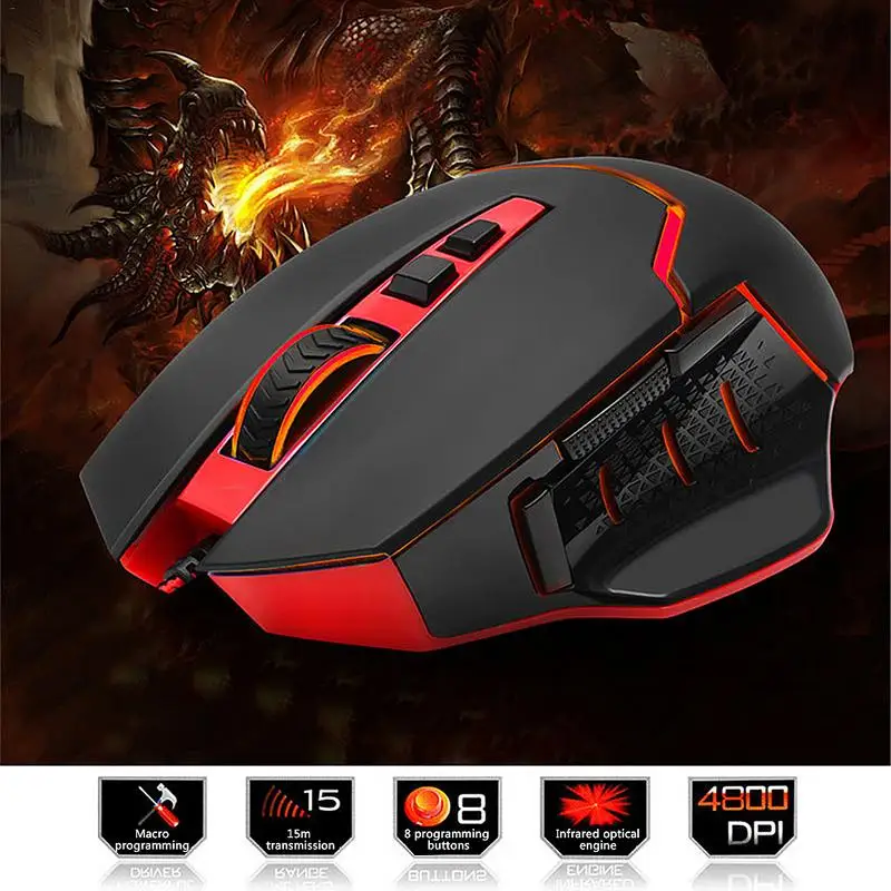 Professional wired gaming mouse 10 button 4800 DPI LED optical USB computer wireless mouse game player mouse office mouse Professional wired gaming mouse 10 button 4800 DPI LED optical USB computer wireless mouse game player mouse office mouse