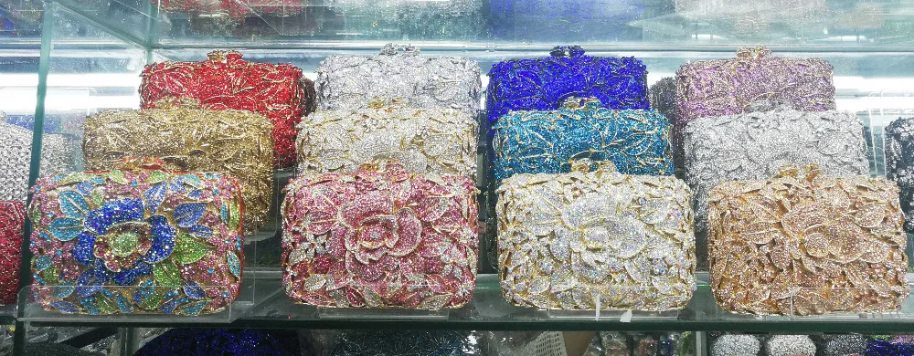 KHNMEET Pink Flower Party Clutch Evening Bags rhinestone Pink Luxury Wedding Crystal Bags Shoulder SC780
