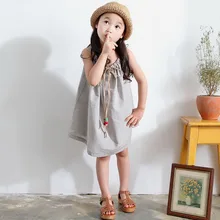 17 Filles De Mode D’été Sans Manches Princesse Robes Enfants Mignon Vêtements Enfants Gris Robe de Soirée pour Bébé Fille Qualité