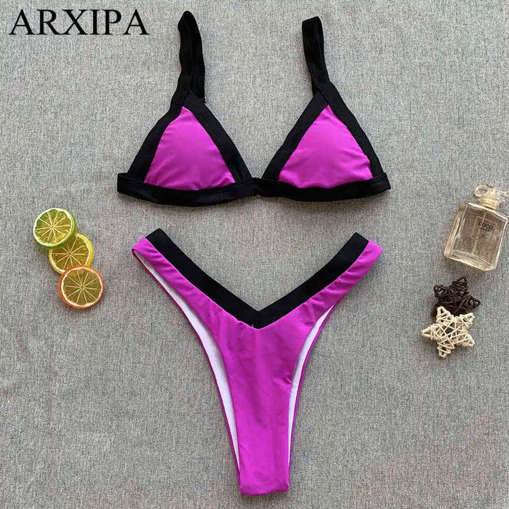 2021 ARXIPA 2019 High Cut Sexy Bikini Set Mini Fused Women Swimwear