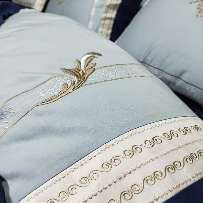 Кремовый белый золотой кружевной роскошный королевские постельные принадлежности набор пододеяльников king queen размер вышивка постельное белье набор постельных принадлежностей набор спальни