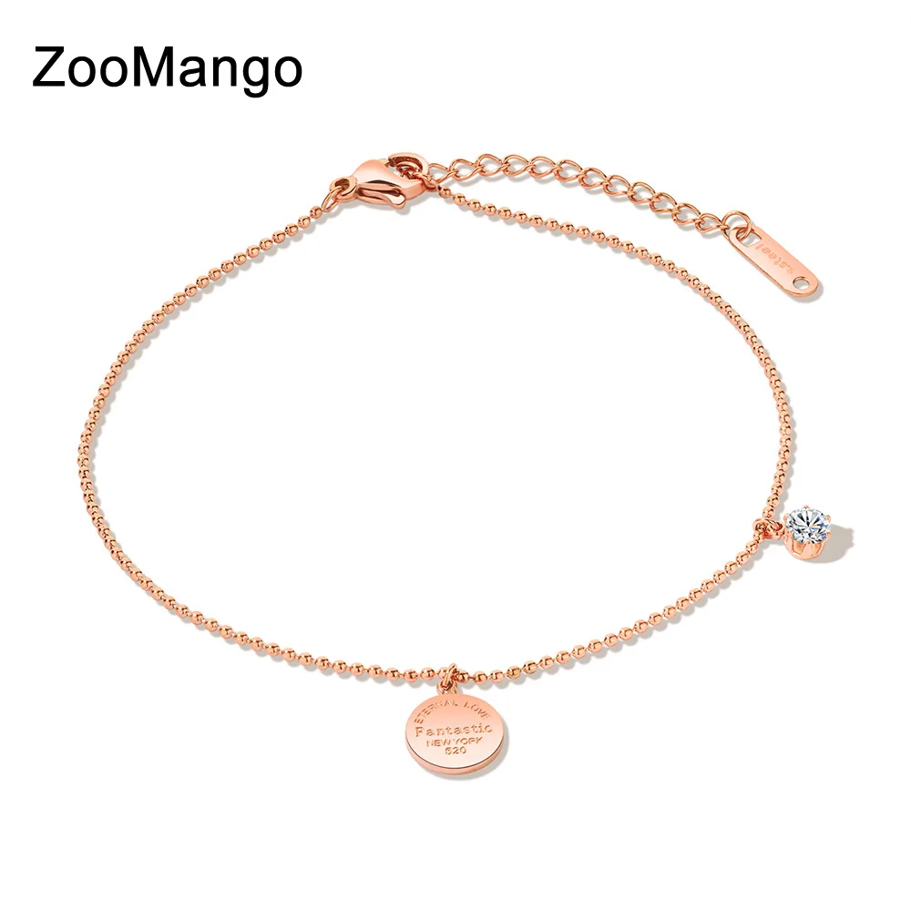 

ZooMango Classic Cubic Zirconia Anklet Bracelet Foot Chain Jewelry Bohemia Style Round Tag Anklets For Women Gift OGZ063