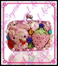 Aidocrystal Hohe Qualität Neue Design bunte süße reizende tier strawberry strass kristall handtasche