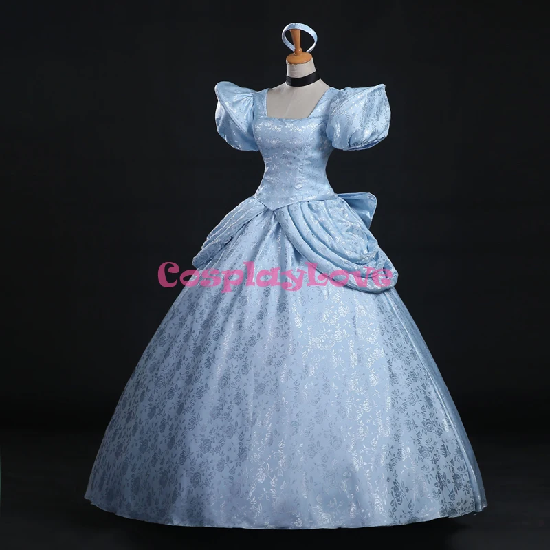 Cosplaylove Cinderella Cosplay Kid Adult Light Blue Cinderella Princess Dress Cusotm Made For Halloween Christmas (9)
