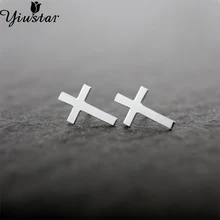 Yiustar, серьги с крестом для женщин и девочек, простые крошечные латунные серьги-гвоздики с крестом для женщин, Религиозные христианские ювелирные изделия