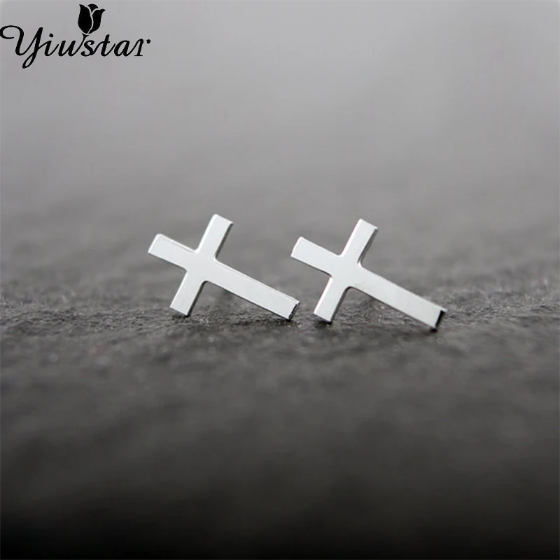 Серьги Yiustar с крестом для женщин и девушек простые крошечные латунные