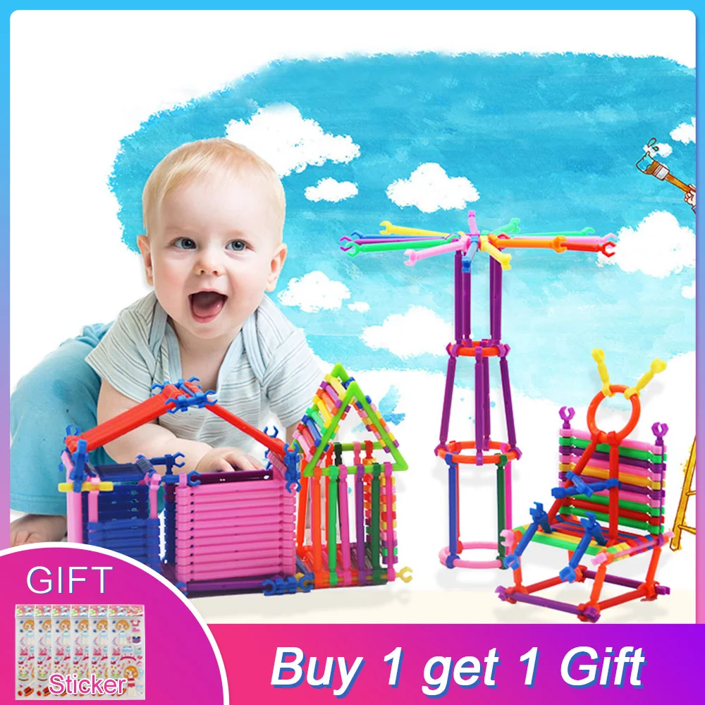 

UCanaan 300 Pcs/set Smart Stick Plastic Building Block Toy Educational for Children Assembled Toys Fun Block Chrismas Gift