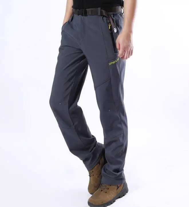 Direnjie hombre invierno Cálido impermeable Pesca pantalones trekking senderismo Pantalones soft shell acampar al aire libre mantener caliente fleece Pantalones