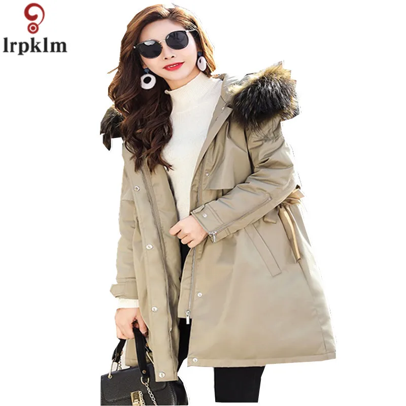 Parka Women Jackets Winter Long Hooded Women Winter Coat Korean Style Adjustable Waist 2018 New Parkas Female LZ980 (13)