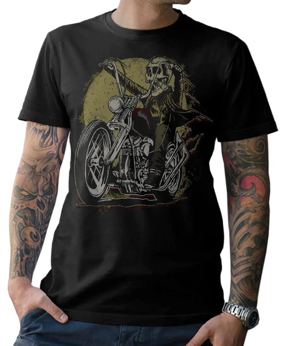 

Men Brand Famous Clothing Cotton Plus Size T-Shirt-Skull-Biker Chopper Motorcycle Mc Visseur Skull Offensive Shirts