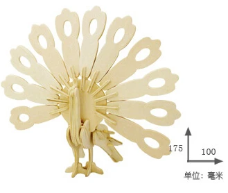 DIY Дети 3D деревянные пазлы животных модель самолета сборки строительные наборы Развивающие игрушки для детей - Цвет: Peacock