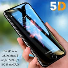 5D закаленное Стекло для iPhone XS MAX XR Экран протектор X с загнутыми краями на весь экран на защитной Стекло для iPhone 7 8 Plus 6 S Plus