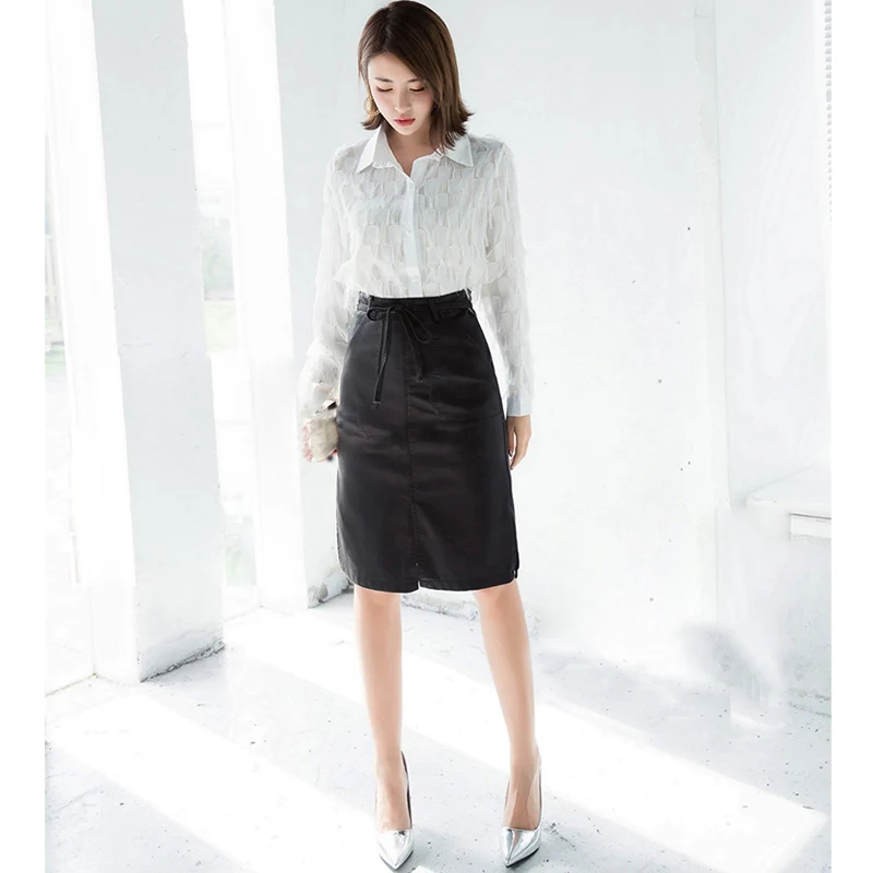 Women Faux Leather Skirt 2017 Women Midi Skirt Female Autumn Red Black Color Basic Tube Bodycon Pencil Skirts Saia Femininas7
