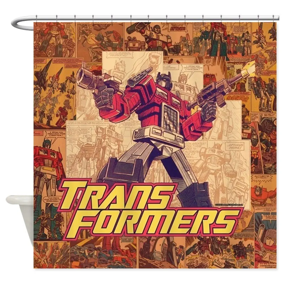 

Transformers Comic Decorative Fabric Shower Curtain Waterproof Polyester Fabric 8 Sizes Shower Curtain 12 Hooks