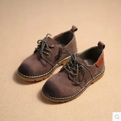 Весенняя детская повседневная обувь, детская кожаная спортивная обувь для мальчиков и девочек, модные винтажные кожаные ботинки martin, детские кроссовки - Цвет: Серый