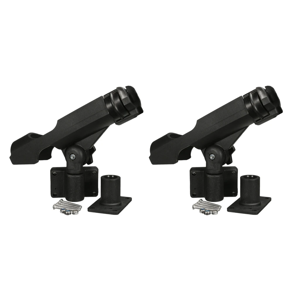 2 Pieces / Set Adjustable 360 Degree Side Rail Mount Kayak Boat Yacht Fishing Rod Holder Pole Support Stand Rack Bracket Rest