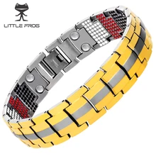 Маленькая лягушка, мужской золотой браслет, звено цепи, энергия здоровья, германий, био магнитный, чистый титан, браслеты для мужчин, ювелирные изделия