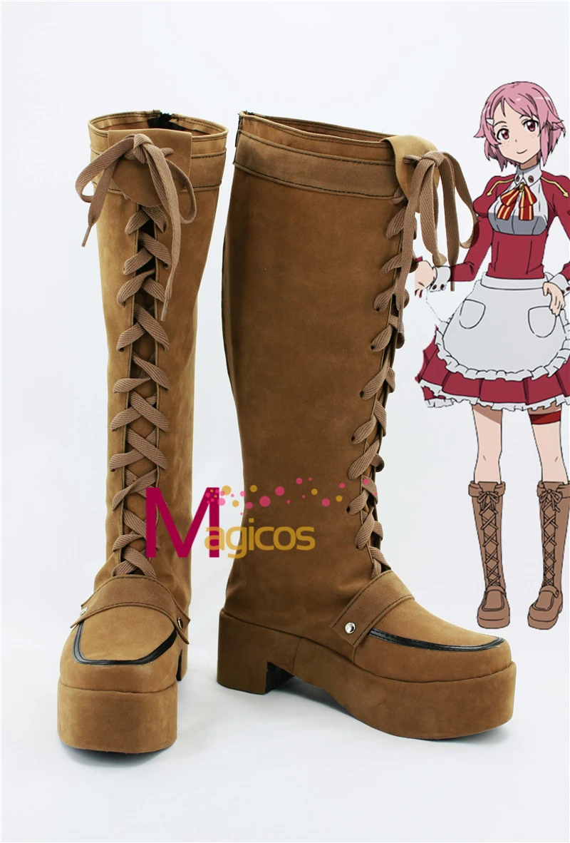 

Anime Sword Art Online Lisbet Cosplay Halloween Shoes Brown Boots Custom-made