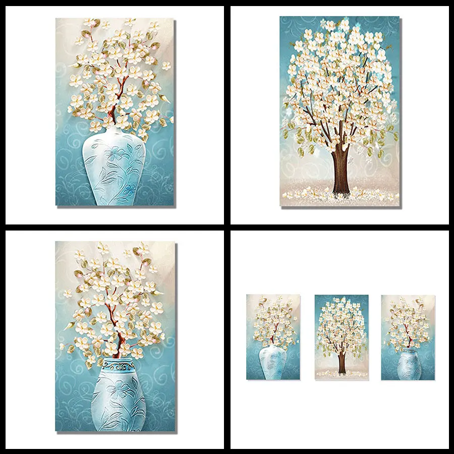 The Big White Flowers In Vase HD Print Canvas Paintings Wall Artwork Prints Picture Home Decor for Living Room | Дом и сад