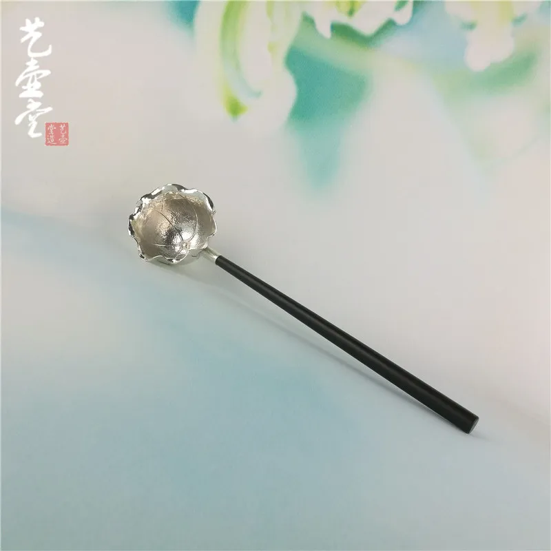 

Handmade sterling silver tea spoon coffee spoon wooden handle filter tea spoon filter