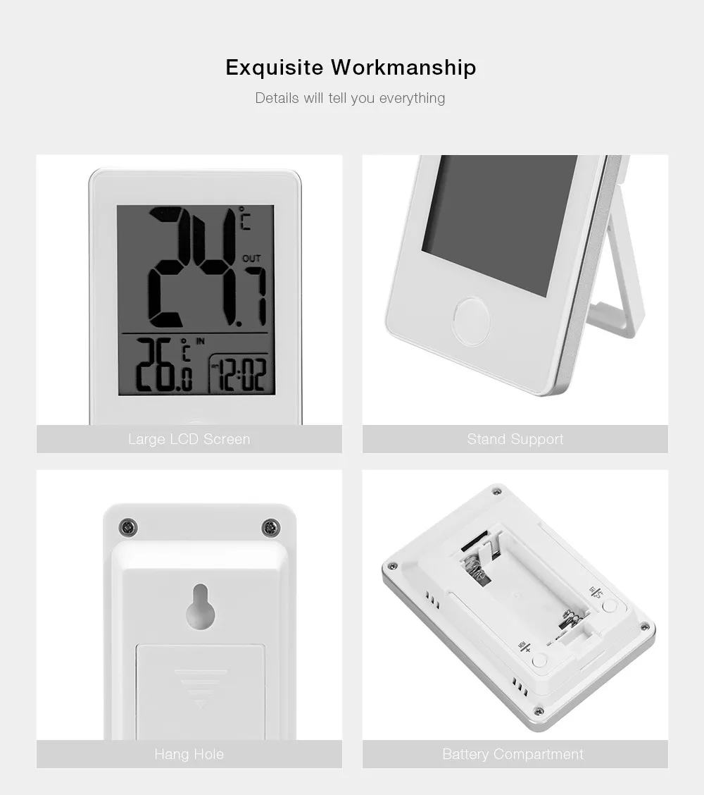 Remote Household Thermometer Precision Wireless LED Display Digital Thermometer Indoor Outdoor  Electronic Digital Table Clocks 16