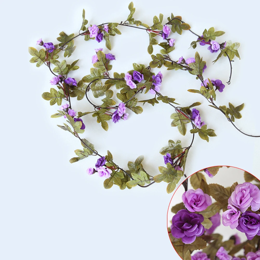 230cm Artificial Flower Silk Rose Ivy Vine With Green Leaves Hanging Wall Garland Garden DIY Party Wedding Arch Decor Decoration 230cm Artificial Flower Silk Rose Ivy Vine With Green Leaves Hanging Wall Garland Garden DIY Party Wedding Arch Decor Decoration