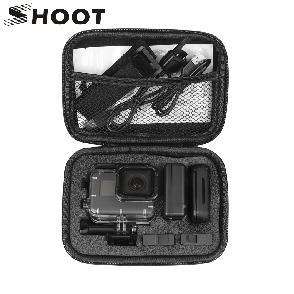  Сумка чехол для экшн-камеры и аксессуаров SHOOT, для GoPro Hero 8 7 6 5 Black Xiaomi Yi 4K Sjcam Sj4000 Eken H9r Box Go Pro и других. 