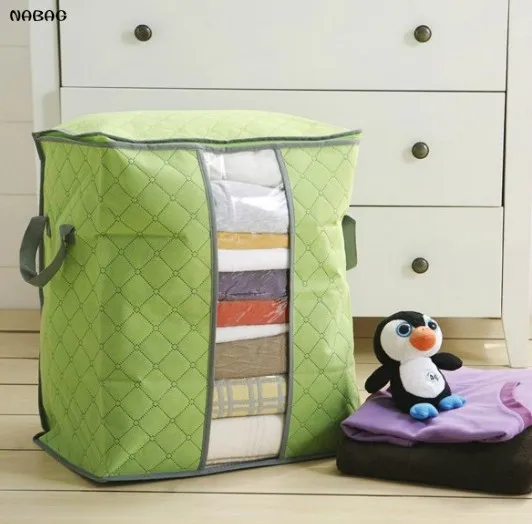 NABAG 1PC Foldable Non Woven Clothing Storage Bag Blanket Pillow Quilt Sweater Bedding Folding