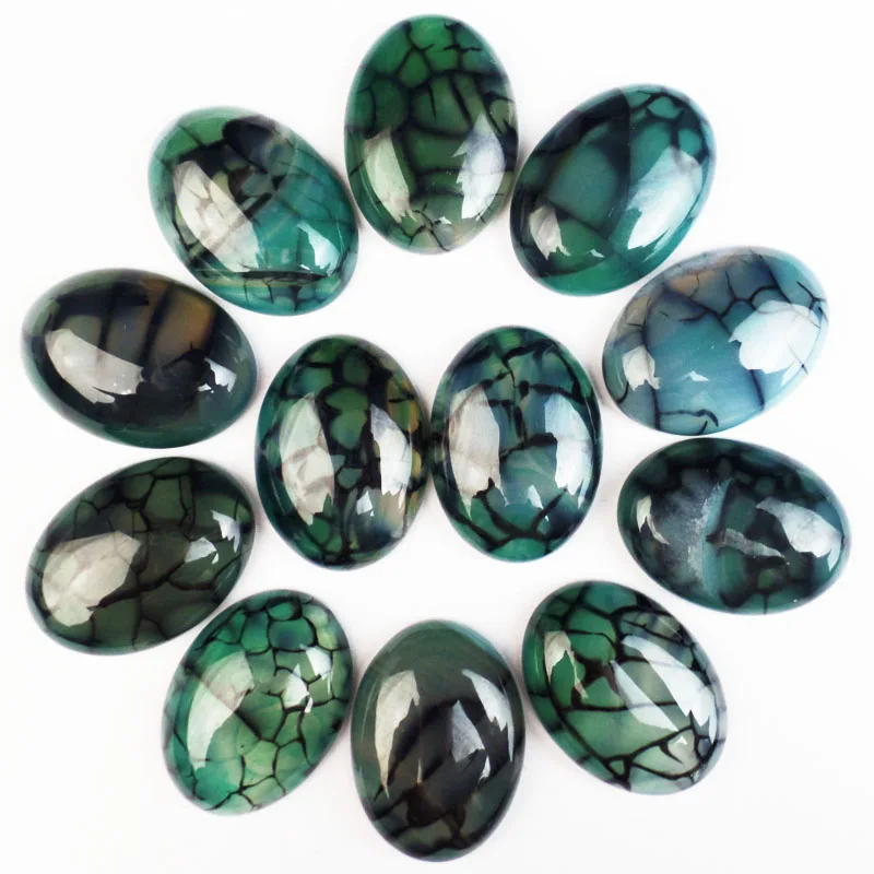 

(12 pieces/lot) Wholesale Natural blue Dragon veins Agates OVal CAB Cabochon 30x22x7mm Fashion Jewelry yl040906