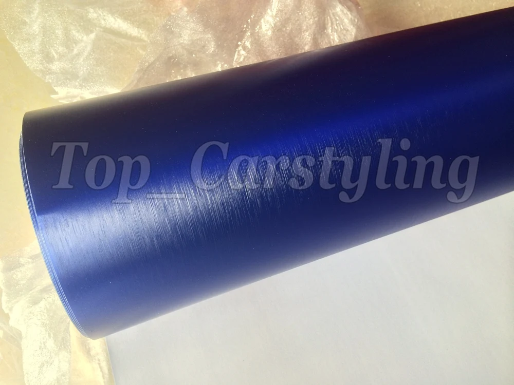 premium chrome brushed steel aluminum blue car wrap Film  (5)