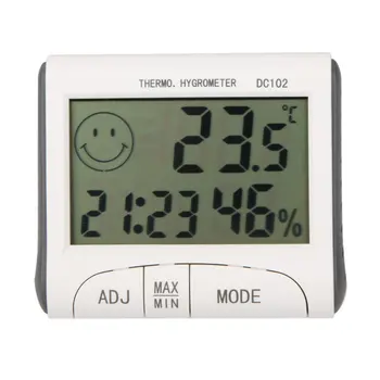 

Digital LCD thermometer hygrometer humidity temperature meter clock / magnetic(white)