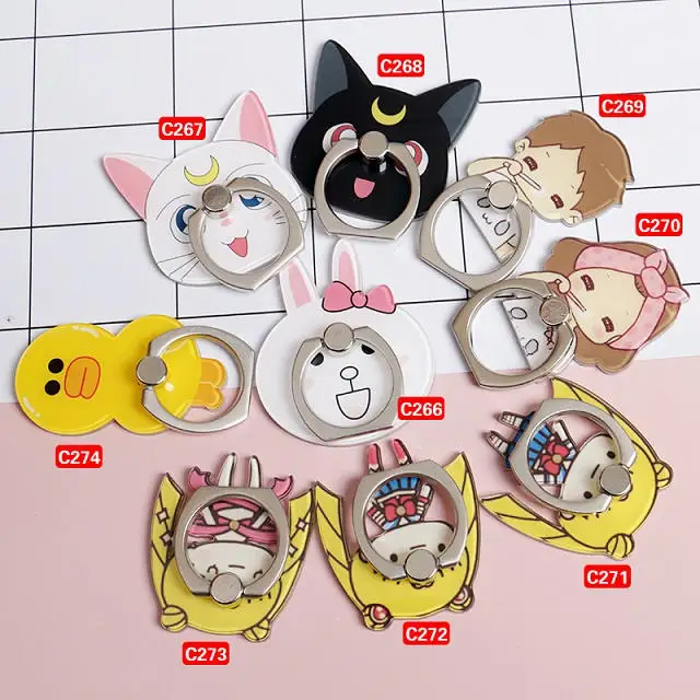 

high quality wholesale Universal Metal Finger Ring Holder mobile phone holder Stand socket Sailor Moon cartoon personality