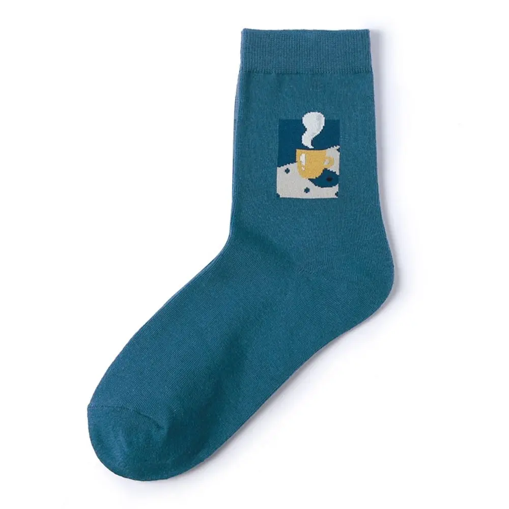 Женские носки в стиле Харадзюку с рисунками из мультфильмов; забавные повседневные хлопковые носки с масляными рисунками; короткие носки; модные носки для девочек - Цвет: blue
