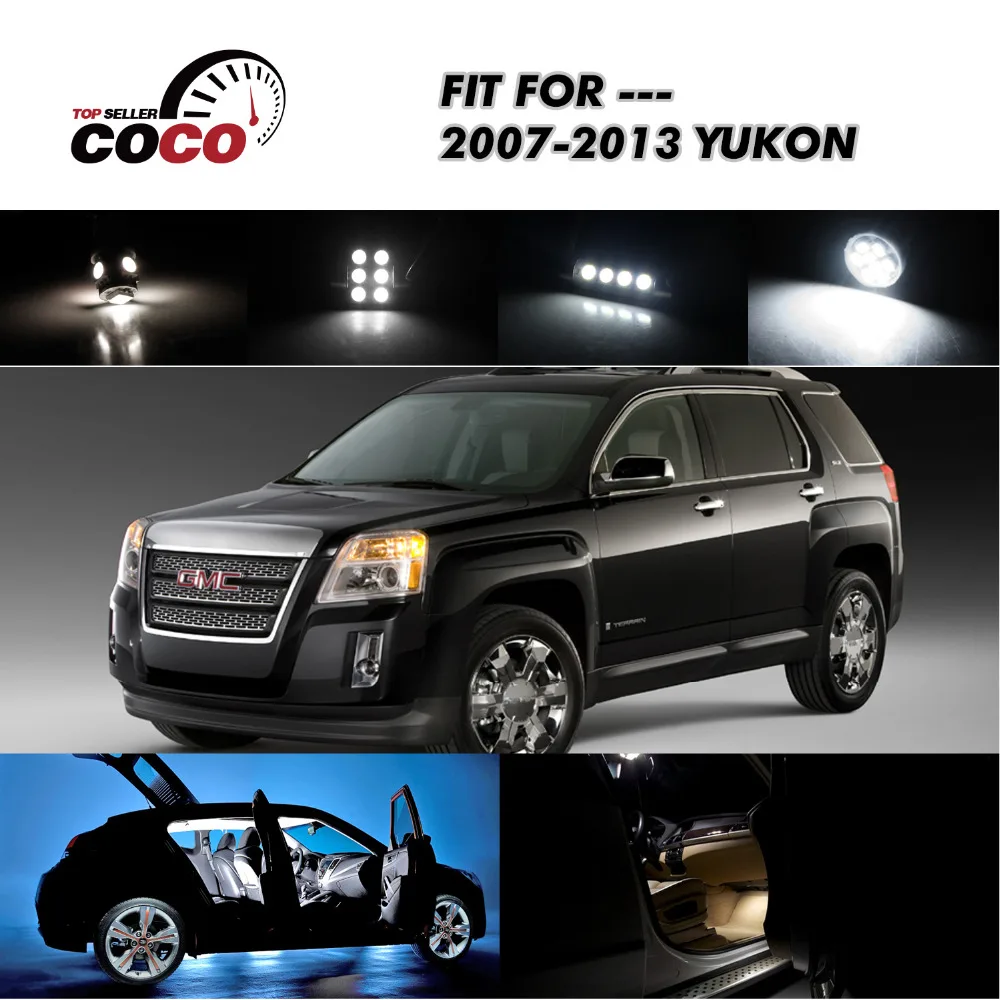 

20PCS Car Interior 6000K Led Kit Auto Dome Map license plate Step Courtesy Light lamp For GMC 2007-2013 Yukon 123#
