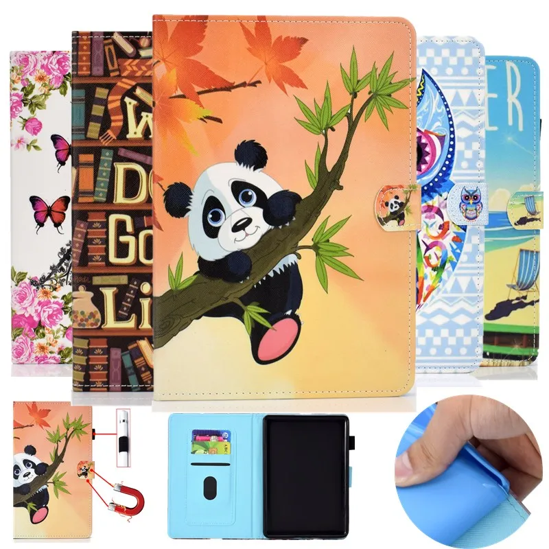 

Tablet Case For Amazon New Kindle Paperwhite 2018 Auto Sleep/Wakeup E-Book Case Stand Cover Print Wallet Case with Stylus Holder