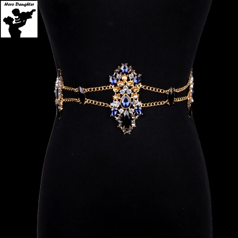 Luxury Vintage Crystal Rhinestone Waist Chain for Women Slim Bikini
