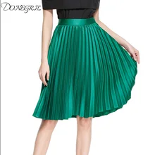 Женские юбки Новая мода Женская высокая талия однотонная плиссированная юбка длиной до лодыжки универсальная шифоновая одежда