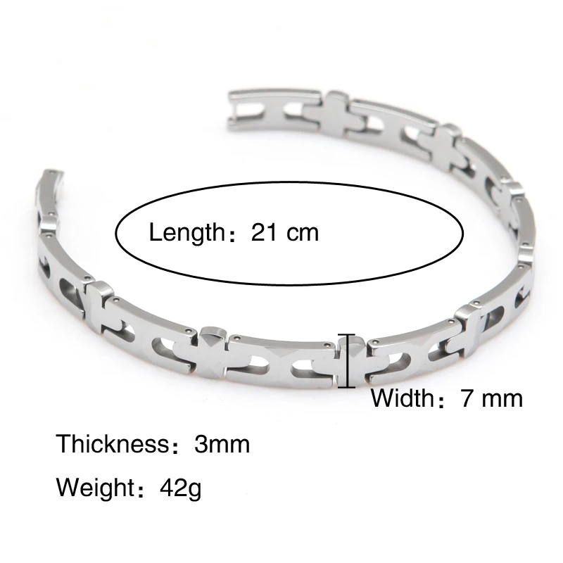 

Unique Fashon Jewelry "H" Print Bracelet tungsten Steel Man's Bracelet Length 21cm 0.7cm Wide Thickness 3mm Weight 42g