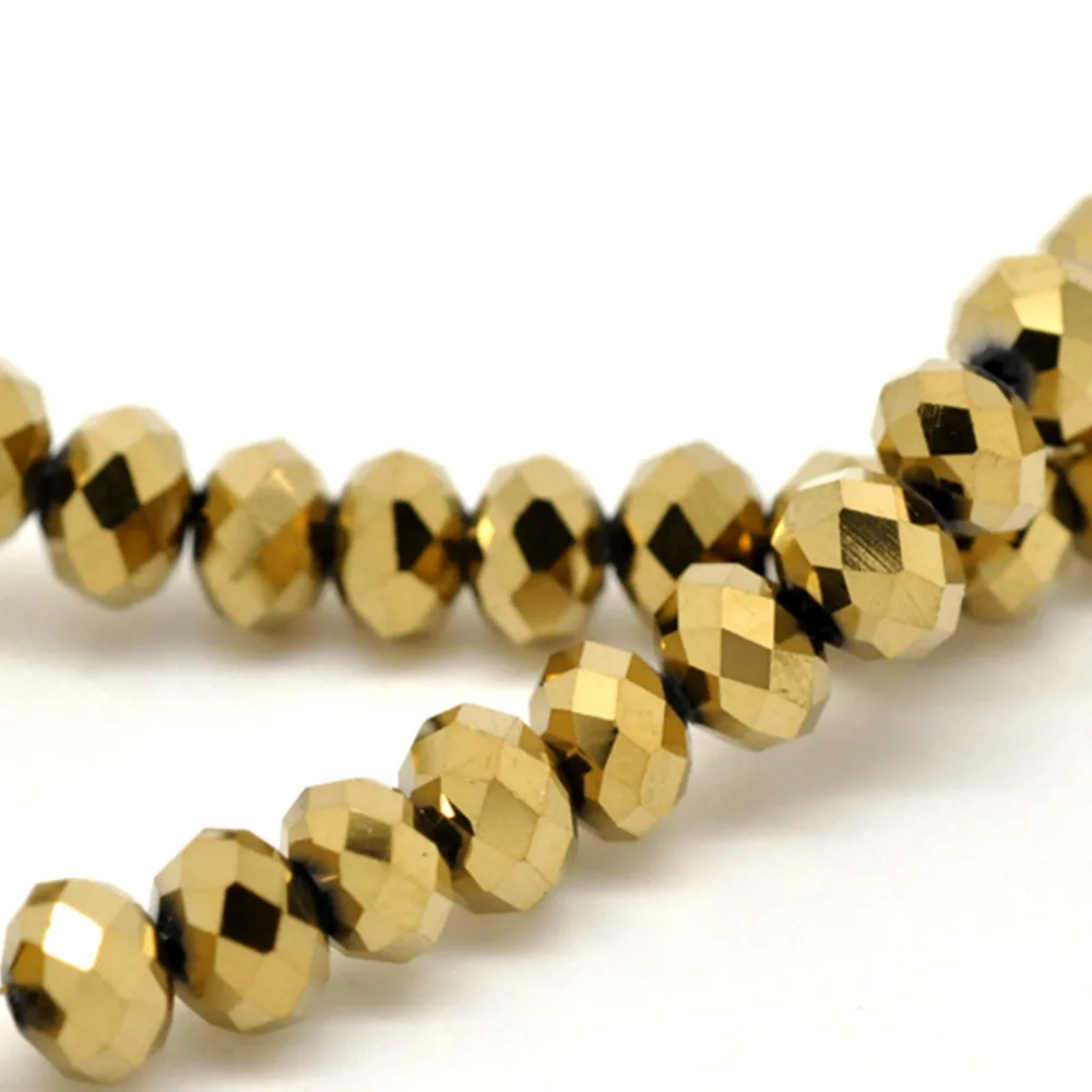 

Doreen Box hot- Gold color Crystal Glass Faceted Rondelle Beads 6mm, Approx 300Pcs (B14946)