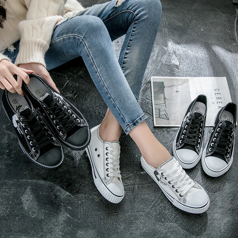 

CPI 2018 New summer Autumn new women's canvas shoes non-slip rubber at the end of women with vulcanized shoes flat shoes EE-136