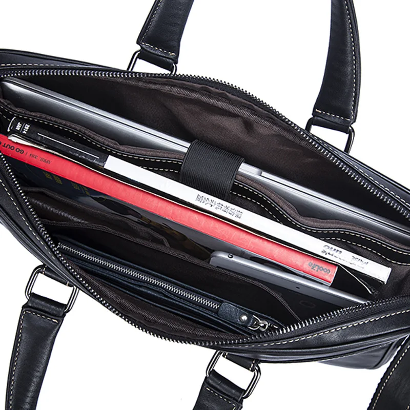 Fashion Solid Color Business Genuine Leather Men Briefcases New Soft Surface Cowhide High Capacity Men's Handbags