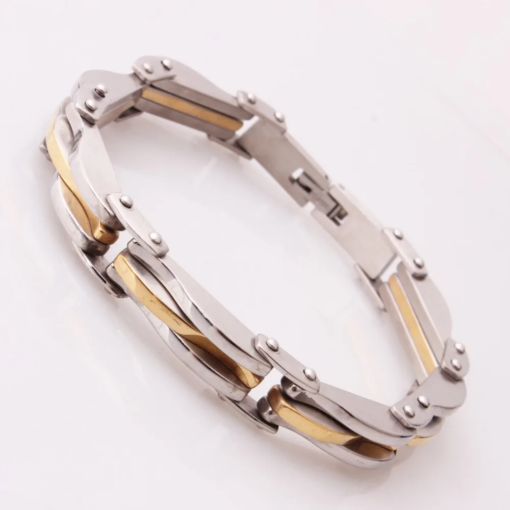 Мужские браслеты с цепочкой 316L из нержавеющей стали браслеты в стиле панк для мужчин изогнутые Серебристые цепи с поперечными цепочками кубинские звенья 10,6 мм